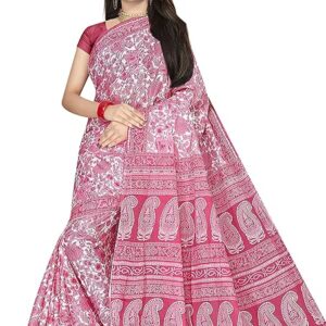 TAMAIRA FASHION Women's Plain Weave Pure Cotton Saree Without Blouse Piece