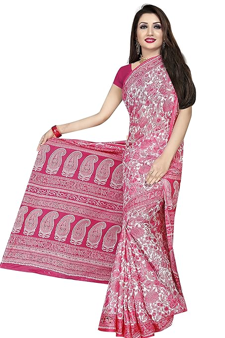 TAMAIRA FASHION Women's Plain Weave Pure Cotton Saree Without Blouse Piece