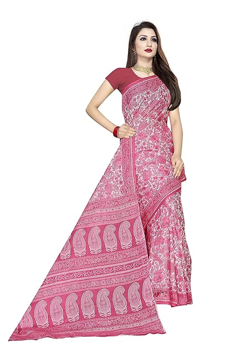 TAMAIRA FASHION Women's Plain Weave Pure Cotton Saree Without Blouse Piece