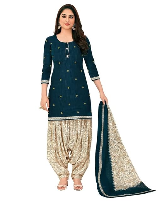 Pranjul Pure Cotton Fully Stitched Printed Patiala Salwar Suit Set For Women